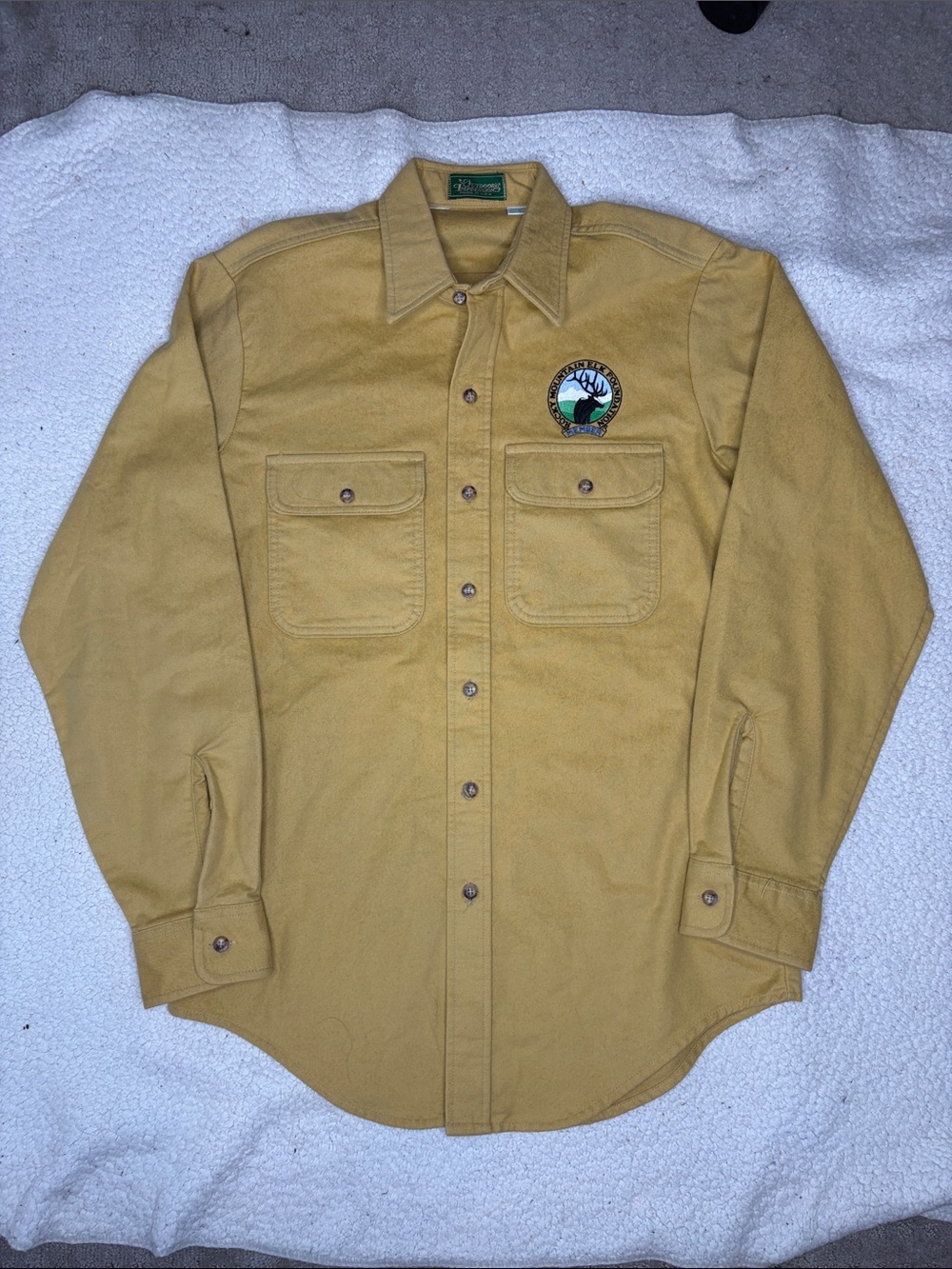 Vintage Rocky Mountain Elk Foundation Member Chamois Cloth Long Sleeve: Size M